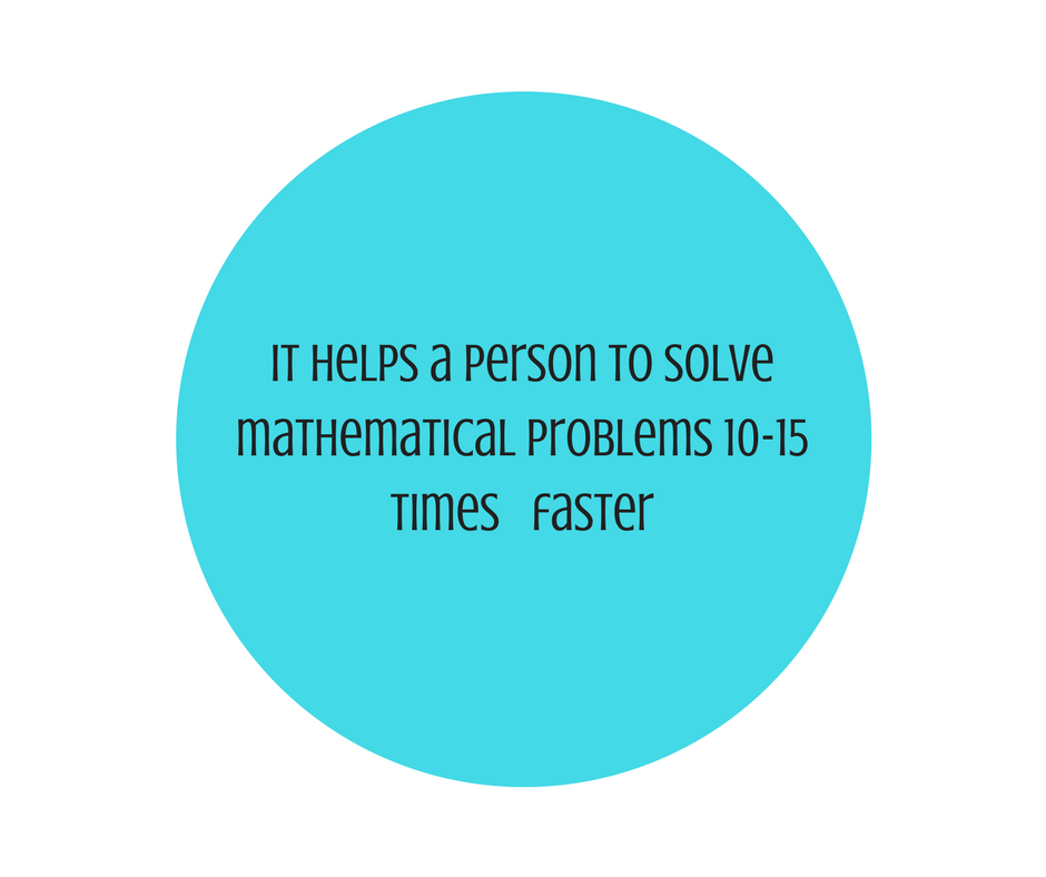 It helps a person to solve mathematical problems 10-15 times faster